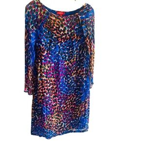 DERHY Multi Color Sequin Chiffon Sleeve Dress